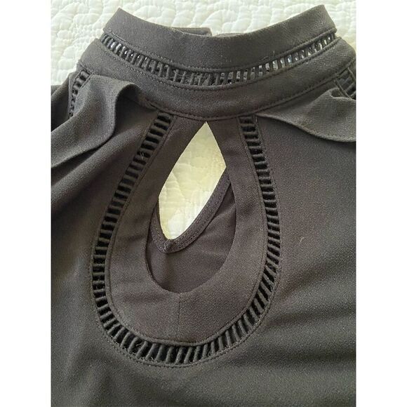 New York & Company 7th Avenue Black High Neck Ruffle Sleeve Blouse Size S - Picture 6 of 12